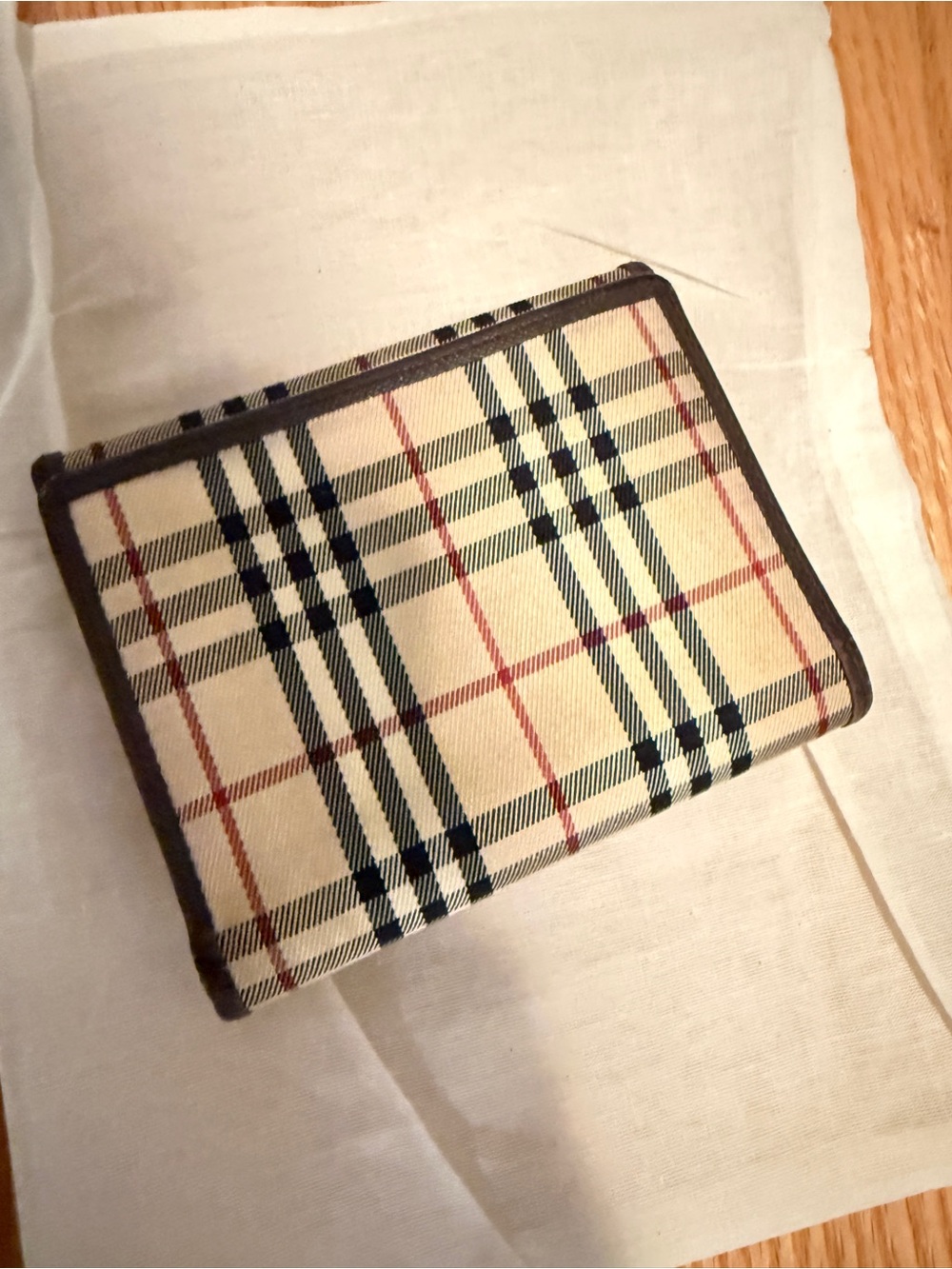 Burberry Nova Check Canvas Wallet Brown Leather Snap Closure - Picture 5 of 9